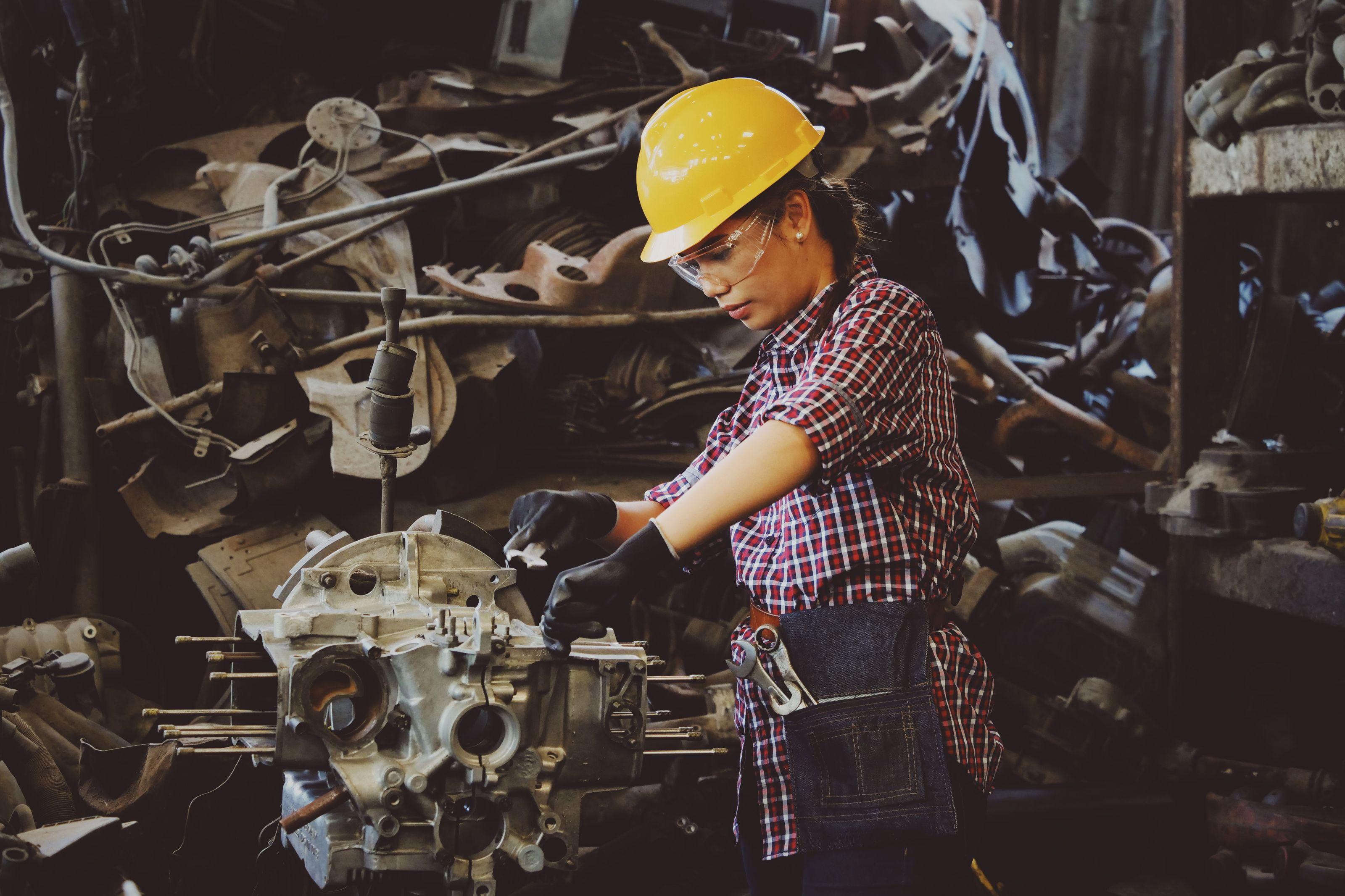 Manufacturing floor with workers on an assembly line
